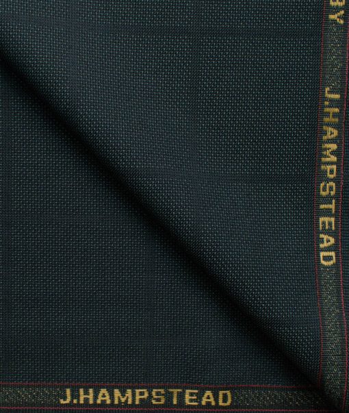 J.Hampstead Men's Terry Rayon  Checks  Unstitched Suiting Fabric (Dark Sea Green)