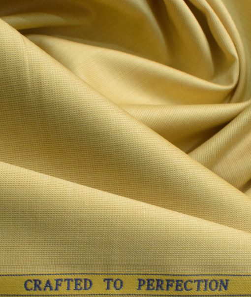 Soktas Men's 120/2 Giza Cotton Structured  Unstitched Shirting Fabric (Flaxen Yellow)