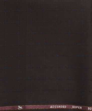 Cadini Men's 20% Wool Super 90's Checks  Unstitched Trouser Fabric (Dark Wine)