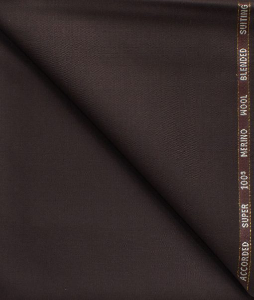 Cadini Men's 20% Wool Super 100's Solids  Unstitched Trouser Fabric (Dark Wine)