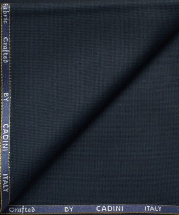 Cadini Men's 20% Wool Super 110's Structured  Unstitched Trouser Fabric (Dark Blue)