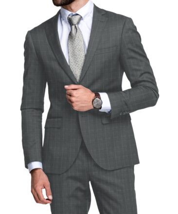 Cavalero Men's 52% Wool  Super 120's Checks  Unstitched Suiting Fabric (Grey)