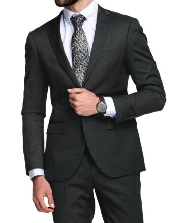 J.Hampstead Men's 20% Wool Super 100's Self Design  Unstitched Suiting Fabric (Blackish Grey)