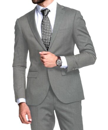 J.Hampstead Men's 20% Wool Super 100's Structured  Unstitched Suiting Fabric (Light Grey)