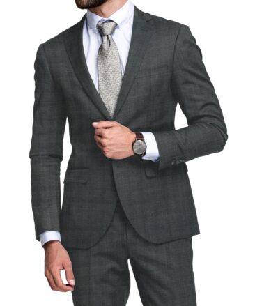 J.Hampstead Men's 35% Wool Super 90's Checks  Unstitched Suiting Fabric (Grey)