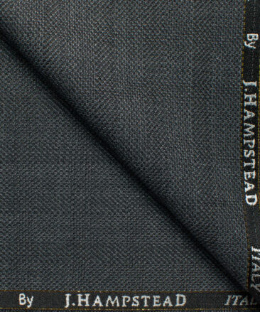 J.Hampstead Men's 35% Wool Super 90's Checks  Unstitched Suiting Fabric (Grey)