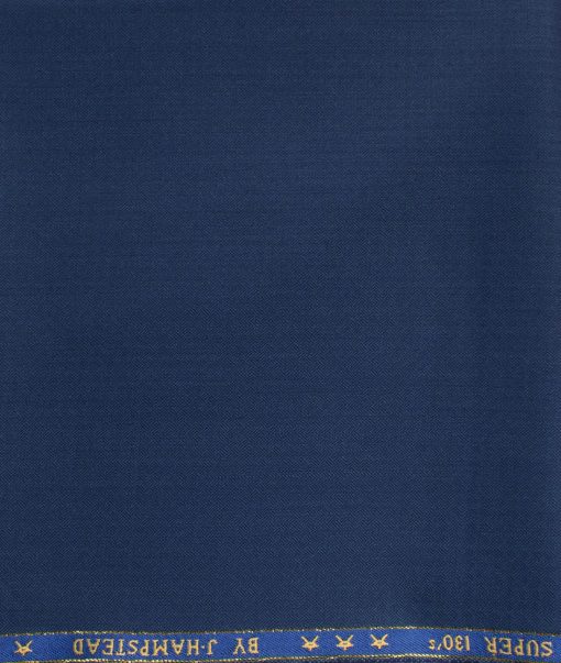 J.Hampstead Men's 60% Wool Super 130's Self Design  Unstitched Trouser Fabric (Royal Blue) - Image 2