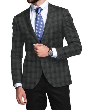 OCM Men's 50% Merino Wool  Checks  2 Meter Unstitched Tweed Jacketing & Blazer Fabric (Grey)