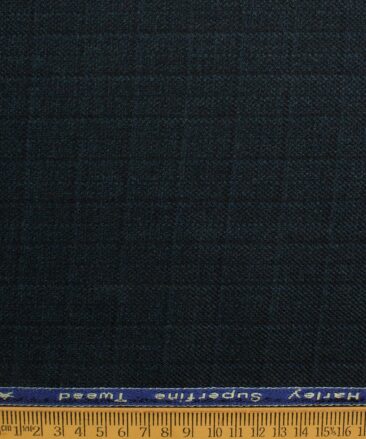 OCM Men's 50% Merino Wool  Checks  2 Meter Unstitched Tweed Jacketing & Blazer Fabric (Dark Sea Green)