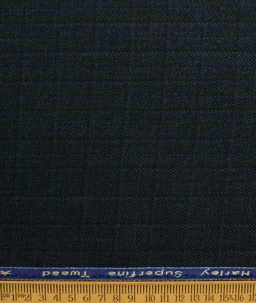 OCM Men's 50% Merino Wool  Checks  2 Meter Unstitched Tweed Jacketing & Blazer Fabric (Dark Sea Green)