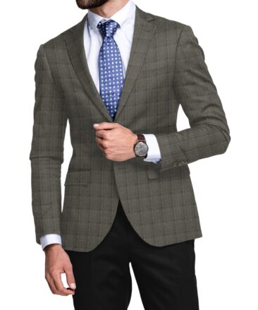 OCM Men's 50% Merino Wool  Checks  2 Meter Unstitched Tweed Jacketing & Blazer Fabric (Brown)