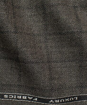 OCM Men's 50% Merino Wool  Checks  2 Meter Unstitched Tweed Jacketing & Blazer Fabric (Brown)