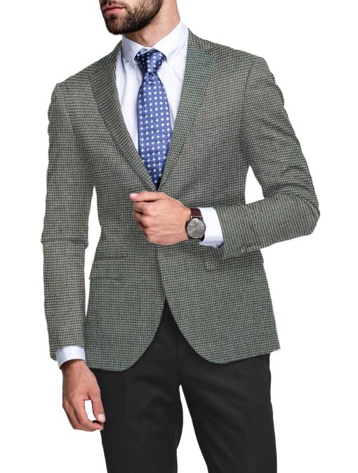 OCM Men's 70% Merino Wool  Houndstooth  2 Meter Unstitched Tweed Jacketing & Blazer Fabric (White & Black)