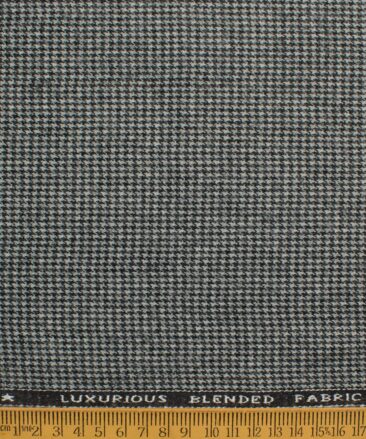 OCM Men's 70% Merino Wool  Houndstooth  2 Meter Unstitched Tweed Jacketing & Blazer Fabric (White & Black)