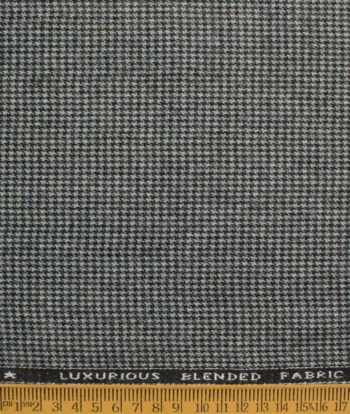 OCM Men's 70% Merino Wool  Houndstooth  2 Meter Unstitched Tweed Jacketing & Blazer Fabric (White & Black)