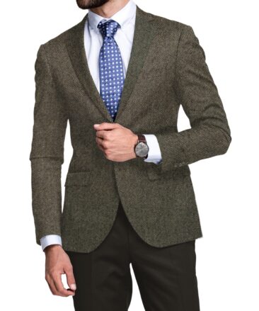 OCM Men's 100% Merino Wool Structured  2 Meter Unstitched Tweed Jacketing & Blazer Fabric (Brown)