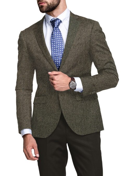 OCM Men's 100% Merino Wool Structured  2 Meter Unstitched Tweed Jacketing & Blazer Fabric (Brown)