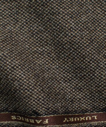 OCM Men's 100% Merino Wool Structured  2 Meter Unstitched Tweed Jacketing & Blazer Fabric (Brown)