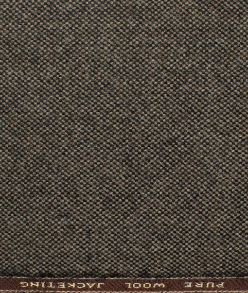 OCM Men's 100% Merino Wool Structured  2 Meter Unstitched Tweed Jacketing & Blazer Fabric (Brown)