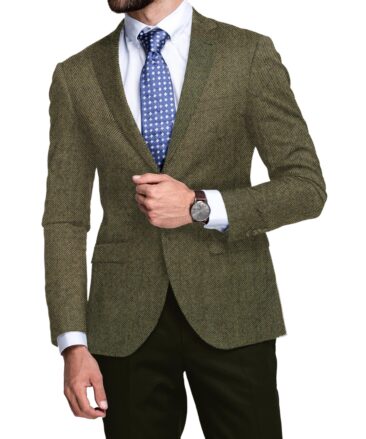 OCM Men's 100% Merino Wool Structured  2 Meter Unstitched Tweed Jacketing & Blazer Fabric (Light Brown)