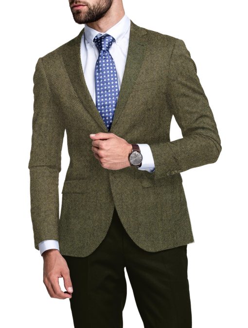 OCM Men's 100% Merino Wool Structured  2 Meter Unstitched Tweed Jacketing & Blazer Fabric (Light Brown)