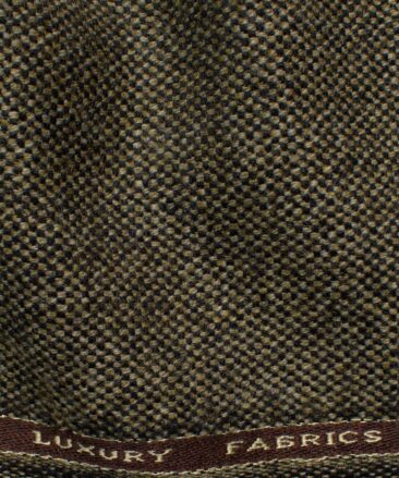 OCM Men's 100% Merino Wool Structured  2 Meter Unstitched Tweed Jacketing & Blazer Fabric (Light Brown)