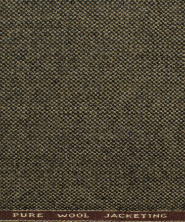 OCM Men's 100% Merino Wool Structured  2 Meter Unstitched Tweed Jacketing & Blazer Fabric (Light Brown)