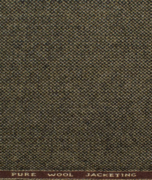 OCM Men's 100% Merino Wool Structured  2 Meter Unstitched Tweed Jacketing & Blazer Fabric (Light Brown)