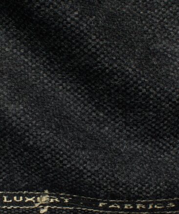 OCM Men's 100% Merino Wool Structured  2 Meter Unstitched Tweed Jacketing & Blazer Fabric (Blackish Grey)