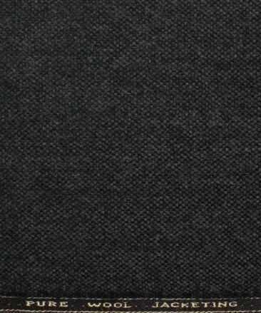 OCM Men's 100% Merino Wool Structured  2 Meter Unstitched Tweed Jacketing & Blazer Fabric (Blackish Grey)