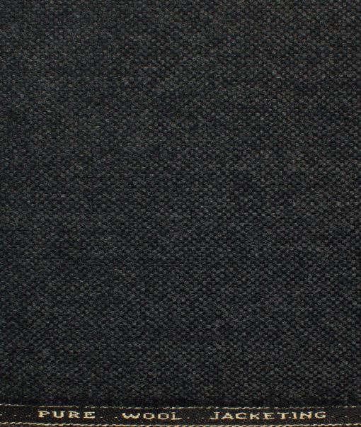 OCM Men's 100% Merino Wool Structured  2 Meter Unstitched Tweed Jacketing & Blazer Fabric (Blackish Grey)