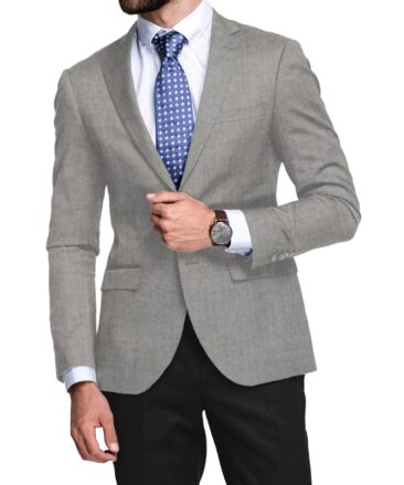 OCM Men's 100% Merino Wool Solids  2.25 Meter Unstitched Tweed Jacketing & Blazer Fabric (Light Worsted Grey)