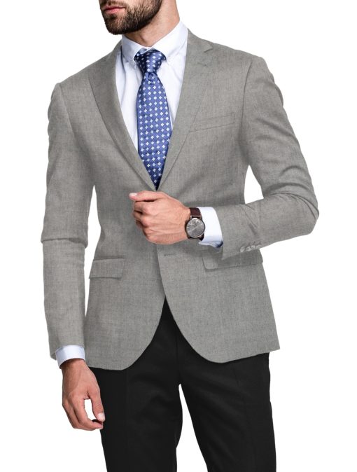 OCM Men's 100% Merino Wool Solids  2.25 Meter Unstitched Tweed Jacketing & Blazer Fabric (Light Worsted Grey)