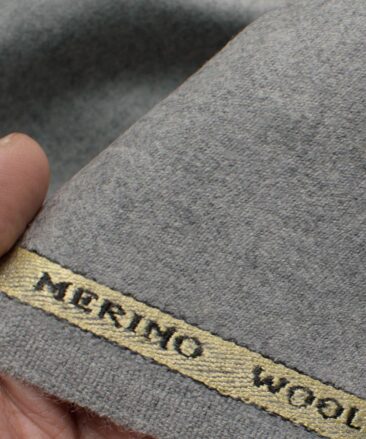 OCM Men's 100% Merino Wool Solids  2.25 Meter Unstitched Tweed Jacketing & Blazer Fabric (Light Worsted Grey)