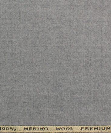 OCM Men's 100% Merino Wool Solids  2.25 Meter Unstitched Tweed Jacketing & Blazer Fabric (Light Worsted Grey)