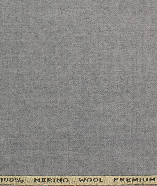 OCM Men's 100% Merino Wool Solids  2.25 Meter Unstitched Tweed Jacketing & Blazer Fabric (Light Worsted Grey)