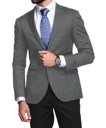 OCM Men's 100% Merino Wool Solids  2.25 Meter Unstitched Tweed Jacketing & Blazer Fabric (Grey)