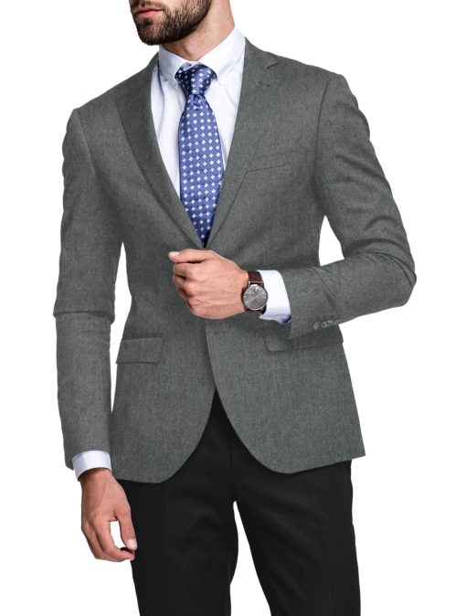 OCM Men's 100% Merino Wool Solids  2.25 Meter Unstitched Tweed Jacketing & Blazer Fabric (Grey)