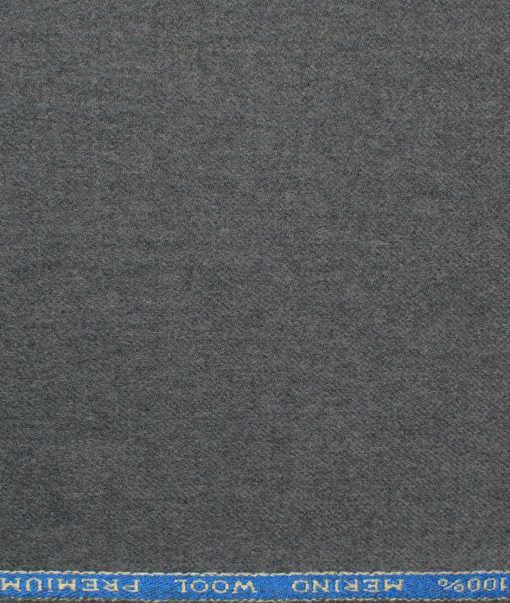 OCM Men's 100% Merino Wool Solids  2.25 Meter Unstitched Tweed Jacketing & Blazer Fabric (Grey)