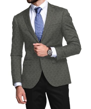 OCM Men's 100% Merino Wool Herringbone  2 Meter Unstitched Tweed Jacketing & Blazer Fabric (Grey)