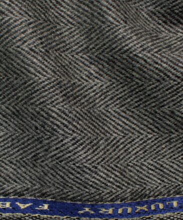 OCM Men's 100% Merino Wool Herringbone  2 Meter Unstitched Tweed Jacketing & Blazer Fabric (Grey)