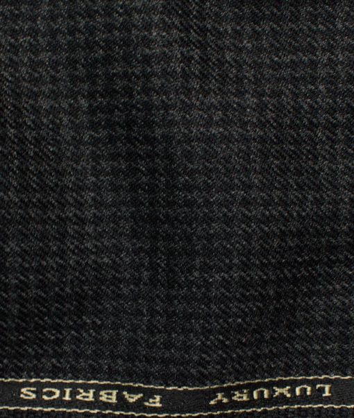 OCM Men's 50% Merino Wool  Houndstooth  2 Meter Unstitched Tweed Jacketing & Blazer Fabric (Black)