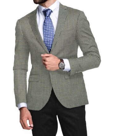 OCM Men's 50% Merino Wool  Houndstooth  2 Meter Unstitched Tweed Jacketing & Blazer Fabric (White & Black)