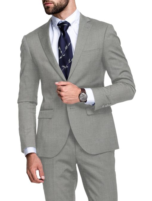 OCM Men's 45% Wool  Self Design  Unstitched Suiting Fabric (Light Worsted Grey)