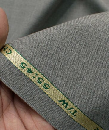 OCM Men's 45% Wool  Self Design  Unstitched Suiting Fabric (Light Worsted Grey)