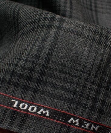 Raymond Men's 52% Merino Wool  Checks  2.20 Meter Unstitched Tweed Jacketing & Blazer Fabric (Dark Grey)