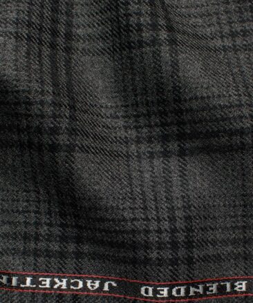 Raymond Men's 52% Merino Wool  Checks  2.20 Meter Unstitched Tweed Jacketing & Blazer Fabric (Dark Grey)