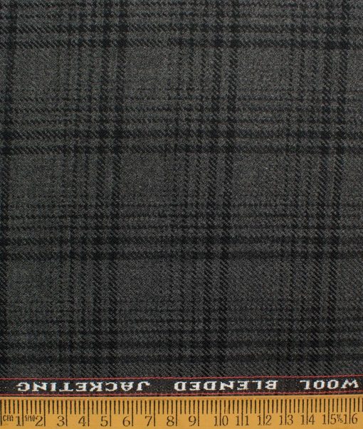 Raymond Men's 52% Merino Wool  Checks  2.20 Meter Unstitched Tweed Jacketing & Blazer Fabric (Dark Grey)