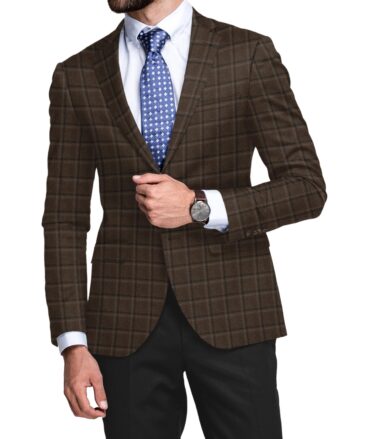 Raymond Men's 52% Merino Wool  Checks  2.20 Meter Unstitched Tweed Jacketing & Blazer Fabric (Brown)