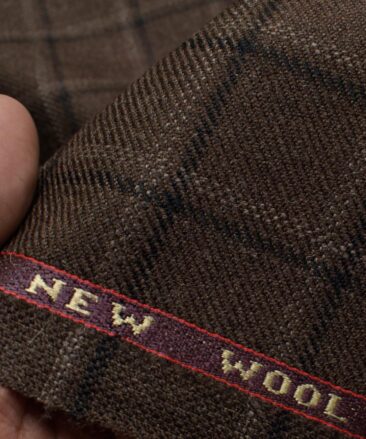 Raymond Men's 52% Merino Wool  Checks  2.20 Meter Unstitched Tweed Jacketing & Blazer Fabric (Brown)